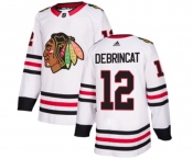 Youth Adidas Chicago Blackhawks #12 Alex DeBrincat Authentic White Away NHL Jersey