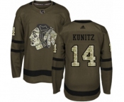 Youth Adidas Chicago Blackhawks #14 Chris Kunitz Authentic Green Salute to Service NHL Jersey