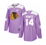 Youth Adidas Chicago Blackhawks #14 Chris Kunitz Authentic Purple Fights Cancer Practice NHL Jersey