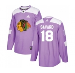 Youth Adidas Chicago Blackhawks #18 Denis Savard Authentic Purple Fights Cancer Practice NHL Jersey