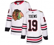 Youth Adidas Chicago Blackhawks #19 Jonathan Toews Authentic White Away NHL Jersey
