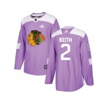 Youth Adidas Chicago Blackhawks #2 Duncan Keith Purple Authentic Fights Cancer Stitched NHL Jersey
