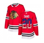Youth Adidas Chicago Blackhawks #20 Brandon Saad Authentic Red USA Flag Fashion NHL Jersey