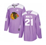 Youth Adidas Chicago Blackhawks #21 Stan Mikita Authentic Purple Fights Cancer Practice NHL Jersey