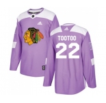 Youth Adidas Chicago Blackhawks #22 Jordin Tootoo Authentic Purple Fights Cancer Practice NHL Jersey