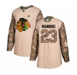 Youth Adidas Chicago Blackhawks #23 Brandon Manning Authentic Camo Veterans Day Practice NHL Jersey