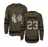 Youth Adidas Chicago Blackhawks #23 Brandon Manning Authentic Green Salute to Service NHL Jersey