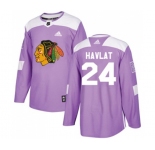 Youth Adidas Chicago Blackhawks #24 Martin Havlat Authentic Purple Fights Cancer Practice NHL Jersey