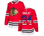 Youth Adidas Chicago Blackhawks #24 Martin Havlat Authentic Red USA Flag Fashion NHL Jersey