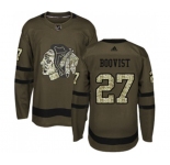 Youth Adidas Chicago Blackhawks #27 Adam Boqvist Authentic Green Salute to Service NHL Jersey