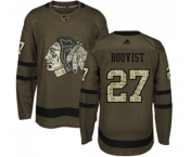Youth Adidas Chicago Blackhawks #27 Adam Boqvist Authentic Green Salute to Service NHL Jersey