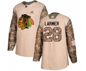 Youth Adidas Chicago Blackhawks #28 Steve Larmer Authentic Camo Veterans Day Practice NHL Jersey