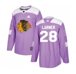 Youth Adidas Chicago Blackhawks #28 Steve Larmer Authentic Purple Fights Cancer Practice NHL Jersey
