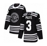Youth Adidas Chicago Blackhawks #3 Pierre Pilote Authentic Black 2019 Winter Classic NHL Jersey