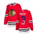 Youth Adidas Chicago Blackhawks #3 Pierre Pilote Authentic Red USA Flag Fashion NHL Jersey