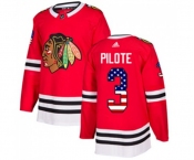 Youth Adidas Chicago Blackhawks #3 Pierre Pilote Authentic Red USA Flag Fashion NHL Jersey