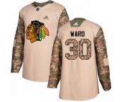 Youth Adidas Chicago Blackhawks #30 Cam Ward Authentic Camo Veterans Day Practice NHL Jersey