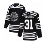 Youth Adidas Chicago Blackhawks #31 Anton Forsberg Authentic Black 2019 Winter Classic NHL Jersey