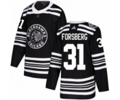 Youth Adidas Chicago Blackhawks #31 Anton Forsberg Authentic Black 2019 Winter Classic NHL Jersey