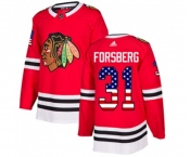 Youth Adidas Chicago Blackhawks #31 Anton Forsberg Authentic Red USA Flag Fashion NHL Jersey