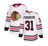 Youth Adidas Chicago Blackhawks #31 Anton Forsberg Authentic White Away NHL Jersey