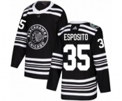 Youth Adidas Chicago Blackhawks #35 Tony Esposito Authentic Black 2019 Winter Classic NHL Jersey