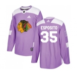 Youth Adidas Chicago Blackhawks #35 Tony Esposito Authentic Purple Fights Cancer Practice NHL Jersey