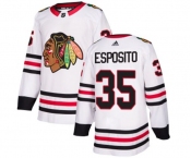 Youth Adidas Chicago Blackhawks #35 Tony Esposito Authentic White Away NHL Jersey