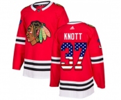 Youth Adidas Chicago Blackhawks #37 Graham Knott Authentic Red USA Flag Fashion NHL Jersey