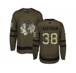 Youth Adidas Chicago Blackhawks #38 Ryan Hartman Green Salute to Service Stitched NHL Jersey