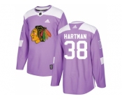 Youth Adidas Chicago Blackhawks #38 Ryan Hartman Purple Authentic Fights Cancer Stitched NHL Jersey
