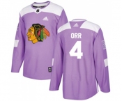 Youth Adidas Chicago Blackhawks #4 Bobby Orr Authentic Purple Fights Cancer Practice NHL Jersey