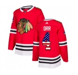 Youth Adidas Chicago Blackhawks #4 Bobby Orr Authentic Red USA Flag Fashion NHL Jersey