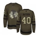 Youth Adidas Chicago Blackhawks #40 John Hayden Authentic Green Salute to Service NHL Jersey