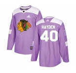 Youth Adidas Chicago Blackhawks #40 John Hayden Authentic Purple Fights Cancer Practice NHL Jersey