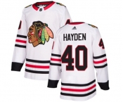 Youth Adidas Chicago Blackhawks #40 John Hayden Authentic White Away NHL Jersey