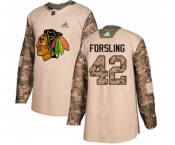 Youth Adidas Chicago Blackhawks #42 Gustav Forsling Authentic Camo Veterans Day Practice NHL Jersey
