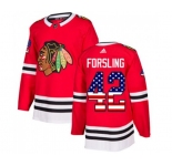 Youth Adidas Chicago Blackhawks #42 Gustav Forsling Authentic Red USA Flag Fashion NHL Jersey