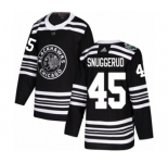 Youth Adidas Chicago Blackhawks #45 Luc Snuggerud Authentic Black 2019 Winter Classic NHL Jersey
