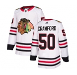 Youth Adidas Chicago Blackhawks #50 Corey Crawford Authentic White Away NHL Jersey