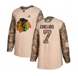 Youth Adidas Chicago Blackhawks #7 Chris Chelios Authentic Camo Veterans Day Practice NHL Jersey