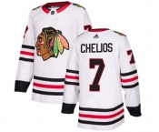 Youth Adidas Chicago Blackhawks #7 Chris Chelios Authentic White Away NHL Jersey