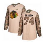 Youth Adidas Chicago Blackhawks #74 Nicolas Beaudin Authentic Camo Veterans Day Practice NHL Jersey