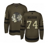 Youth Adidas Chicago Blackhawks #74 Nicolas Beaudin Authentic Green Salute to Service NHL Jersey