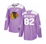 Youth Adidas Chicago Blackhawks #82 Jordan Oesterle Authentic Purple Fights Cancer Practice NHL Jersey