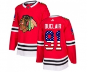 Youth Adidas Chicago Blackhawks #91 Anthony Duclair Authentic Red USA Flag Fashion NHL Jersey