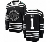 Youth Chicago Blackhawks #1 Glenn Hall Black 2019 Winter Classic Fanatics Branded Breakaway NHL Jersey