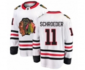 Youth Chicago Blackhawks #11 Jordan Schroeder Authentic White Away Fanatics Branded Breakaway NHL Jersey