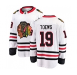 Youth Chicago Blackhawks #19 Jonathan Toews Fanatics Branded White Away Breakaway NHL Jersey