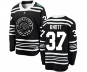 Youth Chicago Blackhawks #37 Graham Knott Black 2019 Winter Classic Fanatics Branded Breakaway NHL Jersey